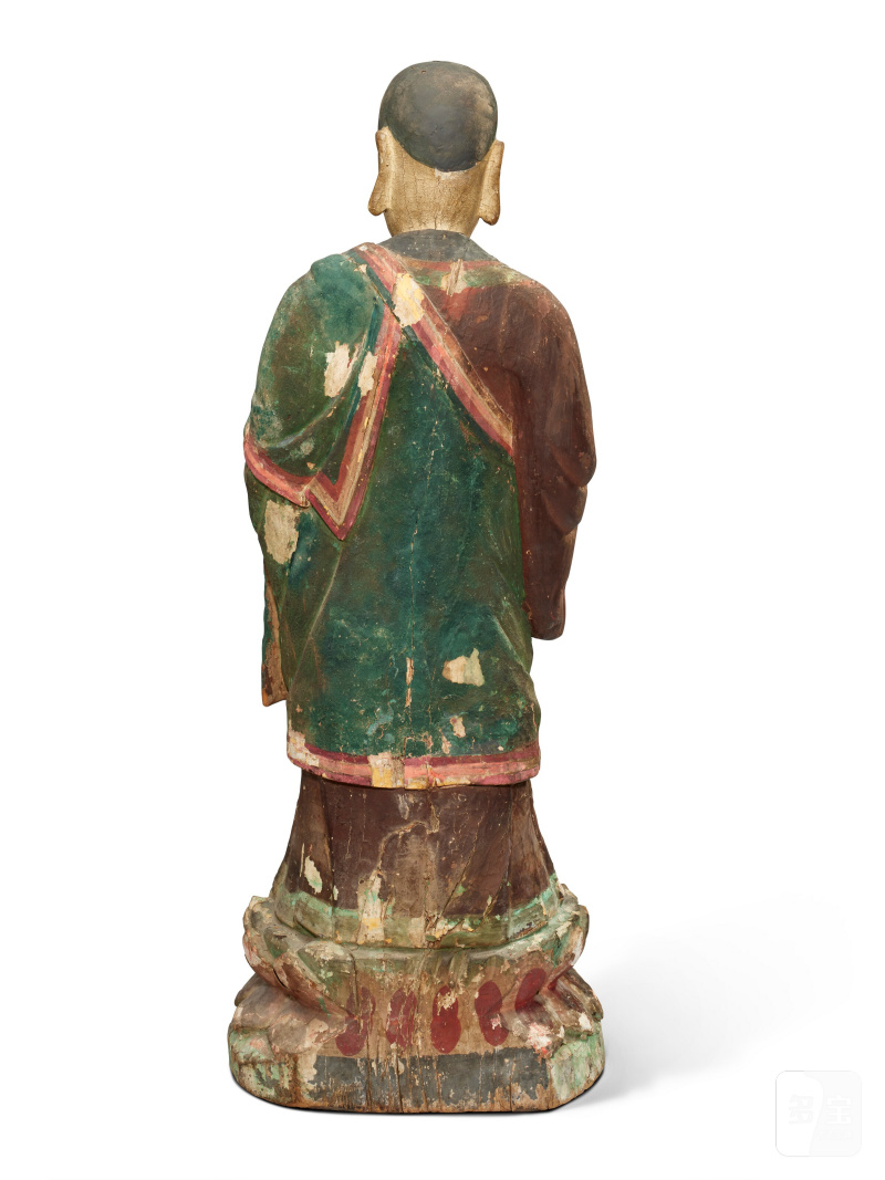 STATUE DE MAHAKASYAPA EN BOIS ET STUC POLYCHROME  CORÉE, DYNASTIE JOSEON, XIXE SIÈCLE - 图4